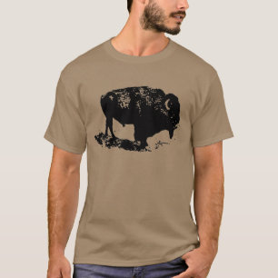 T-shirt Pop Art Black White Buffalo Bison Silhouette