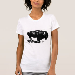 T-shirt Pop Art Black White Buffalo Bison Silhouette