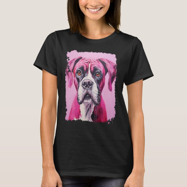 T-shirt Pop Art Boxer Chien Rose (Devant)