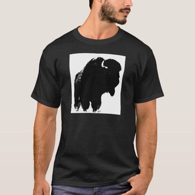 T-shirt Pop Art Buffalo Bison Silhouette (Devant)