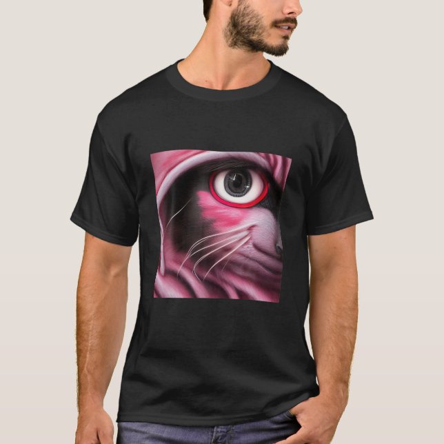 T-shirt Pop Art Cat's Eye Kitten Kitty Fun Design For Men (Devant)