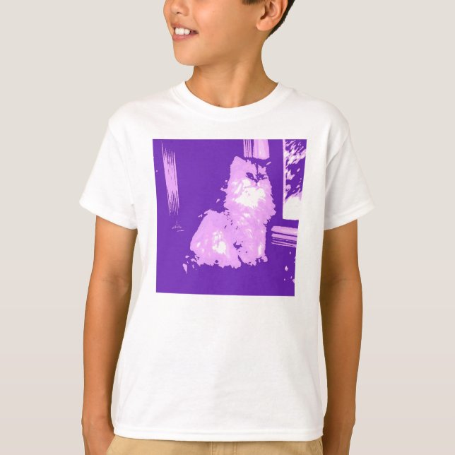 T-shirt Pop Art Chat aux cheveux longs (Devant)