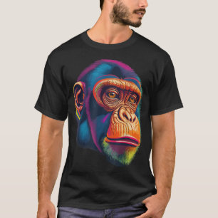 T-shirt Pop Art Chimpanzé Chimp Animal Singe Visage Ape Mo