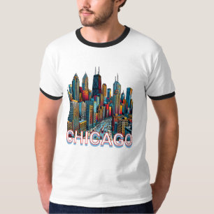 T-shirt Pop art Comic Book Art Chicago Illinois Skyline
