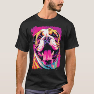 T-shirt Pop Art Dog anglais Bulldog rose