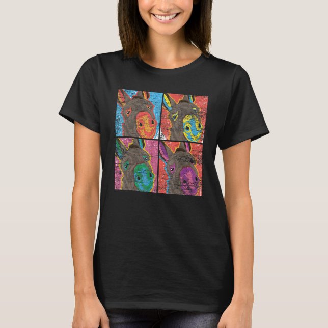 T-shirt Pop Art Donkey ferme animal âne (Devant)