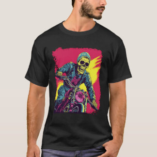 T-shirt Pop Art Esqueleto Skeleton Motor Bike