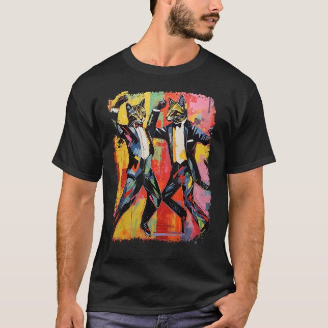 T-shirt Pop Art Funny Chat Dancing Meme (Devant)