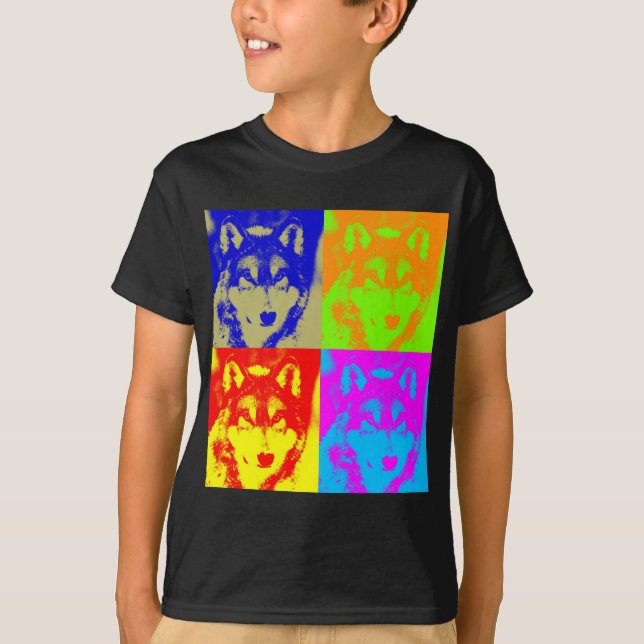 T-shirt Pop Art Grey Wolf (Devant)