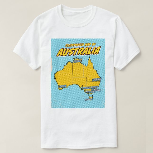 T-shirt Pop Art Illustré Australie (Design devant)