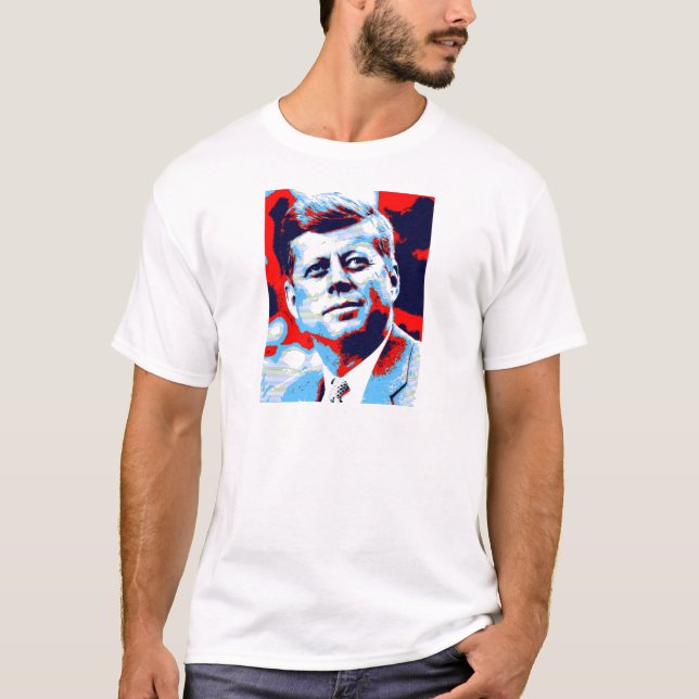 T-shirt Pop Art JFK John F. Kennedy Red Blue (Devant)