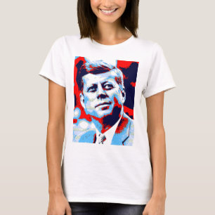 T-shirt Pop Art JFK John F. Kennedy Red Blue