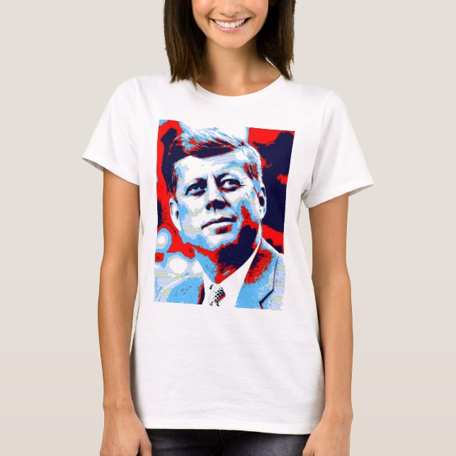 T-shirt Pop Art JFK John F. Kennedy Red Blue (Devant)