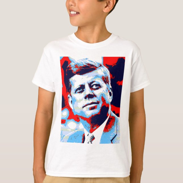 T-shirt Pop Art JFK John F. Kennedy Red Blue (Devant)