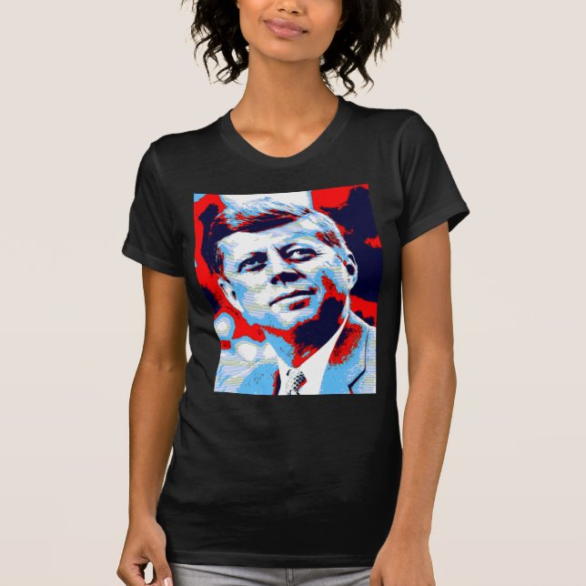 T-shirt Pop Art JFK John F. Kennedy Red Blue (Devant)