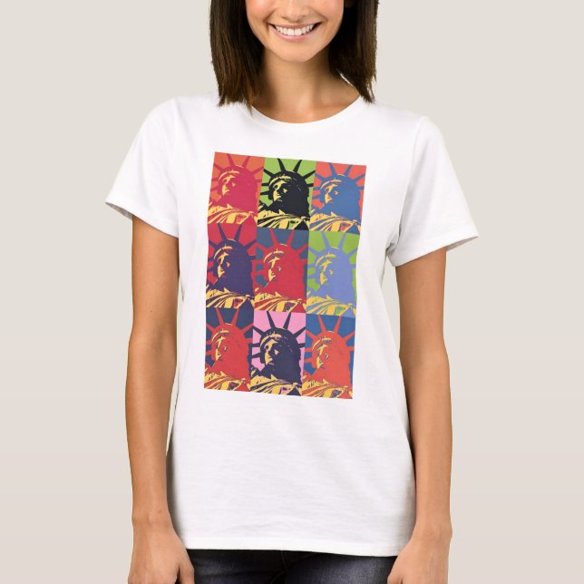 T-shirt Pop Art Lady Liberty New York City (Devant)