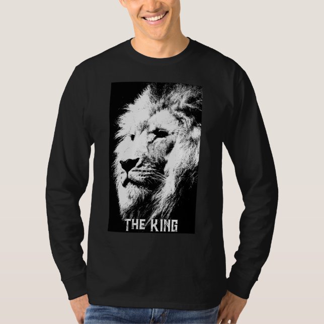 T-shirt Pop Art Lion Élégant moderne Noir et Blanc Hommes (Devant)