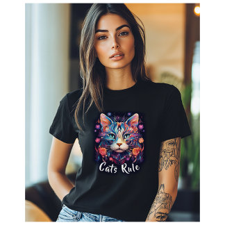 T-shirt Pop Art Native American Multicolor Cats Règle