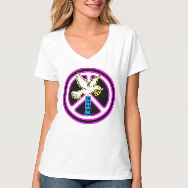 T-shirt Pop Art Peace Dove Symbol (Devant)