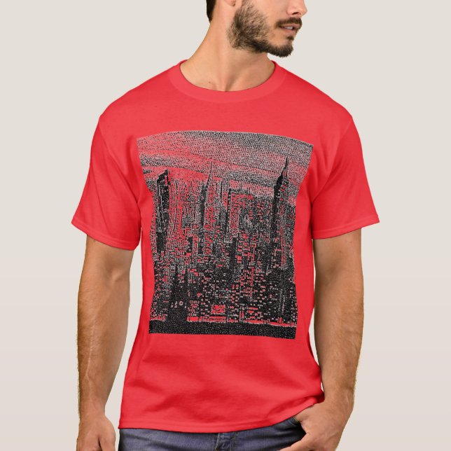 T-shirt Pop Art Red New York City Artwork (Devant)