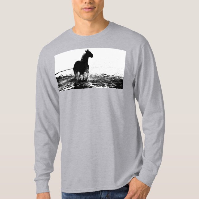 T-shirt Pop Art Runse Horse Modèle Élégant Grey (Devant)