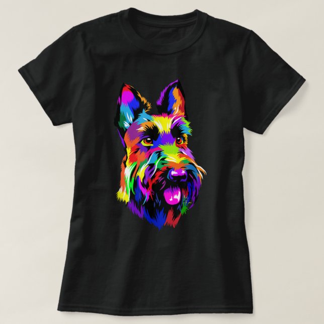 T-shirt Pop Art Scottish Terrier Chien Amoureux des animau (Design devant)