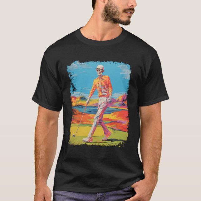 T-shirt Pop Art Skeleton Golf (Devant)