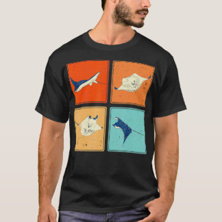 T-shirt Pop Art Stingray Aquarium Animal Scuba Diver Ocean