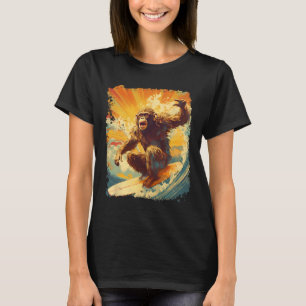 T-shirt Pop Art Vintage Animal de Zoo Singe Surfant Planch