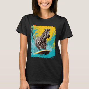 T-shirt Pop Art Vintage Animal de Zoo Zèbre Surf