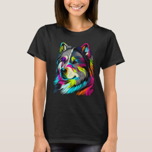 T-shirt Pop coloré artistique peint Malamute d'Alaska