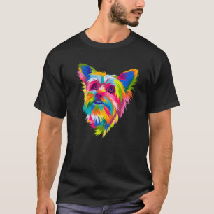 T-shirt Pop coloré Yorkshire Terrier Portrait Yorkie Pr