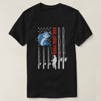 T-shirt Pop Cool de l'anguille Drapeau américain Pères pêc
