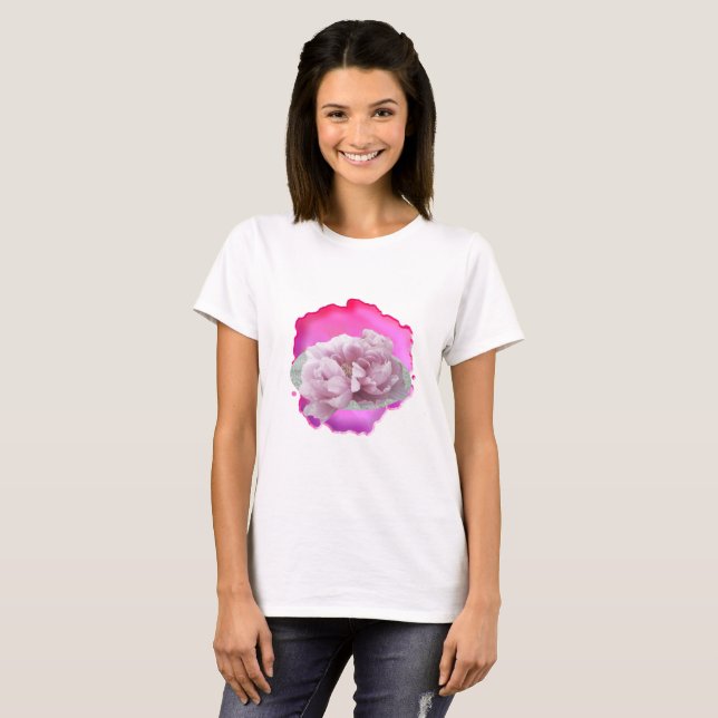 T-shirt Pop de Pivoines Roses (Devant entier)