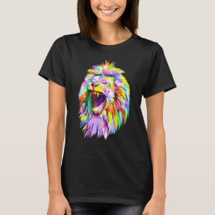 T-shirt Pop De Tête De Lion Coloré Pour Lions