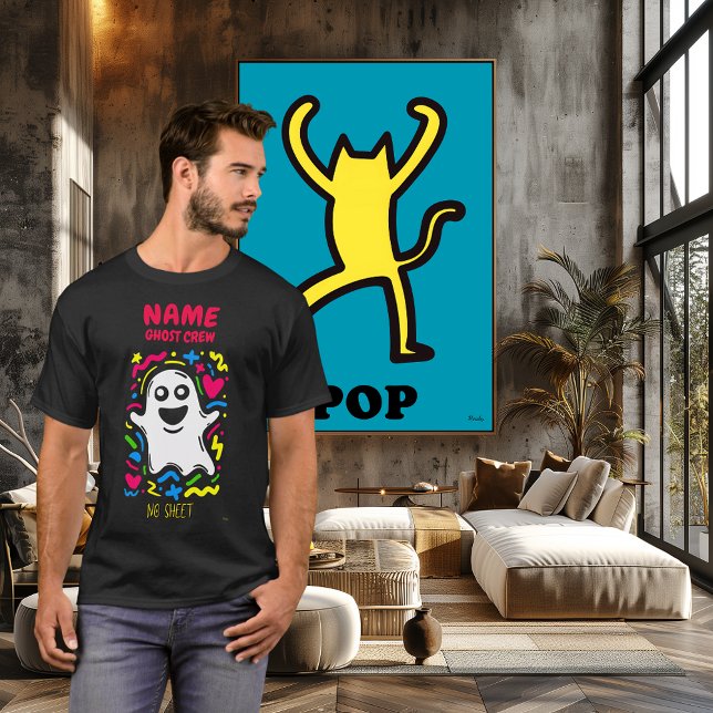 T-shirt Pop Fantôme en néon sur mesure Pas de feuille Hall (Créateur téléchargé)