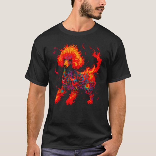 T-shirt Pop Fire Caniche Chien (Devant)