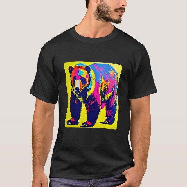 T-shirt Pop Grizzly Bear Fun Mignonne Pour Hommes Femmes & (Devant)