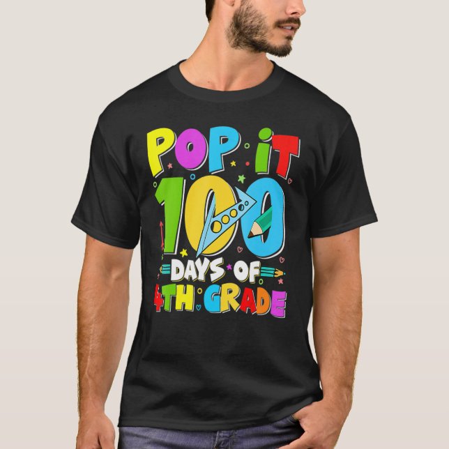 T-shirt Pop It 100 Jours D'Étudiants De 4E Année 100 Jours (Devant)