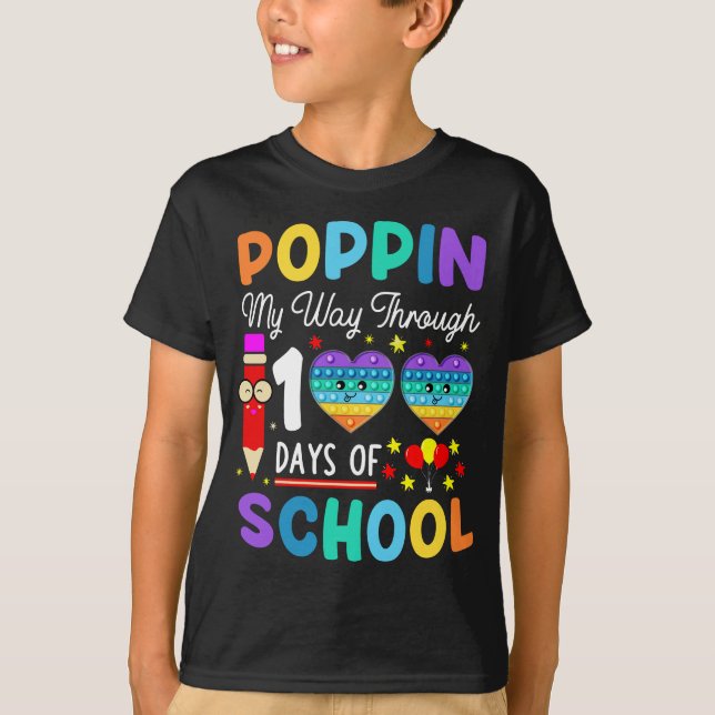 T-shirt Pop It 100th Day of School Kindergarten Kids (Devant)