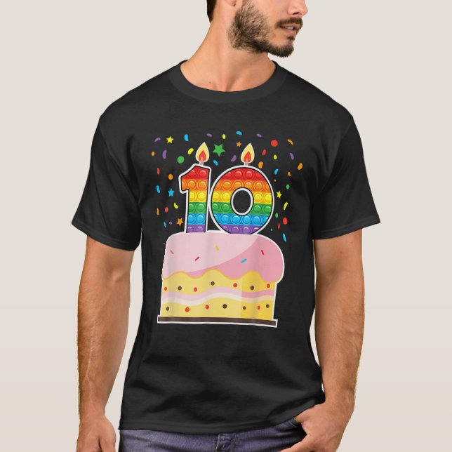 T-shirt Pop It 10E Anniversaire Gâteaux Filles Garçons 10E (Devant)