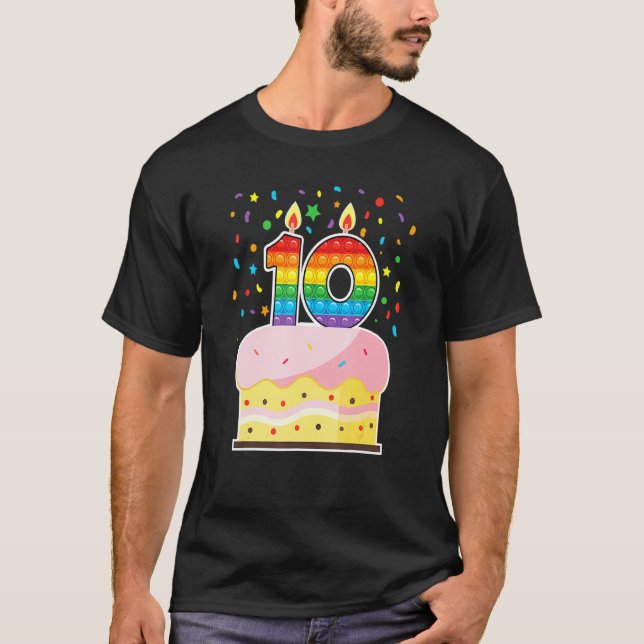 T-shirt Pop It 10th Birthday cake Girls Boys 10th Years Ol (Devant)