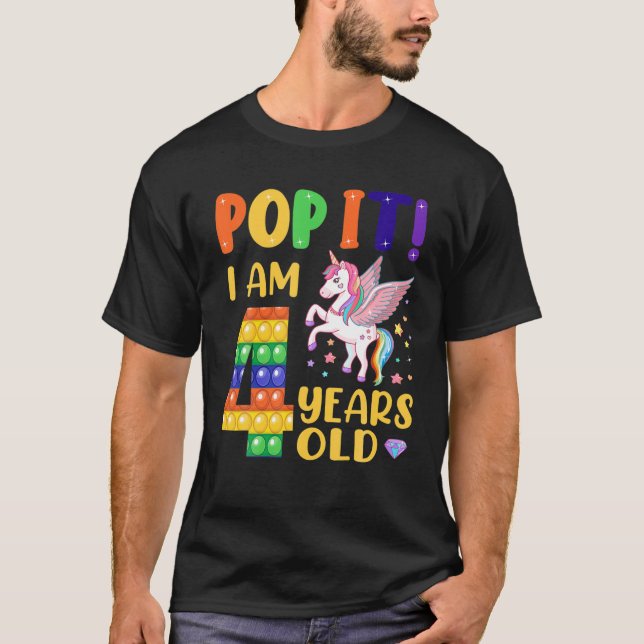 T-shirt Pop It 4E Anniversaire Jeune Filles Garçons 4 Ans (Devant)
