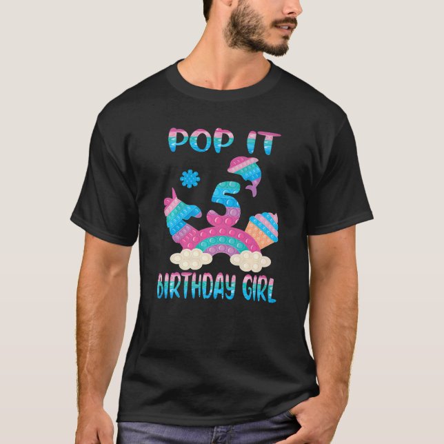 T-shirt Pop It 5e Anniversaire Fille Fidget Jouet Pour Bir (Devant)