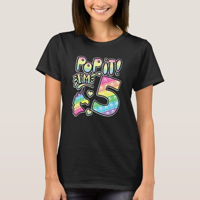 T-shirt Pop It 5th Birthday Girls Boys 5 Years Old Fidget (Devant)