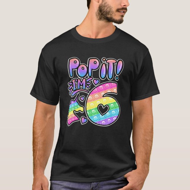 T-shirt Pop It 6E Anniversaire Filles Garçons 6 Ans Fidget (Devant)