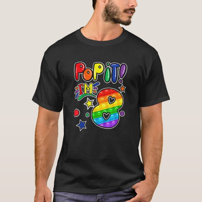 T-shirt Pop It 8E Anniversaire Filles Garçons 8 Ans Fidget (Devant)