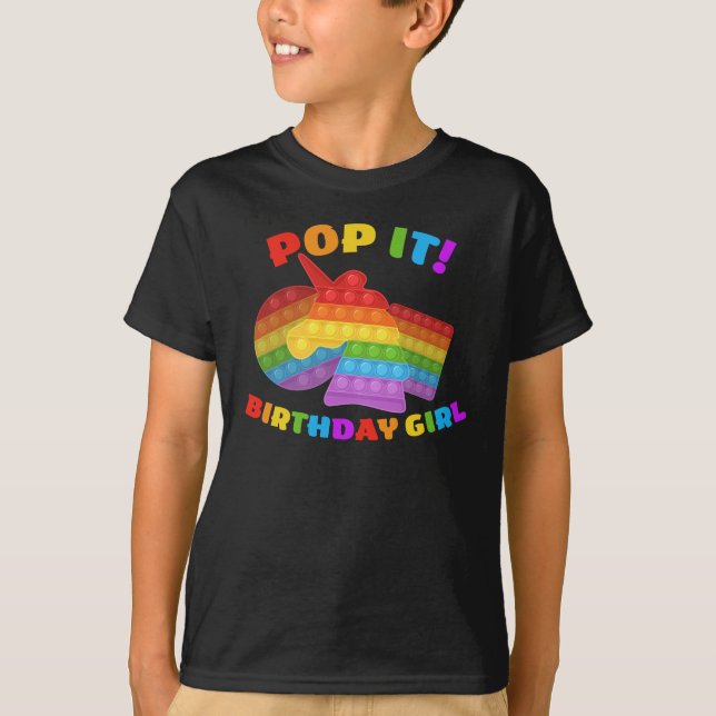 T-shirt Pop It Dot Day Unicorne Pour Fille Anniversaire (Devant)