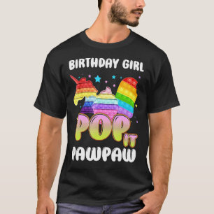 T-shirt Pop It Pawpaw De L'Anniversaire Fille Unicorne Ice