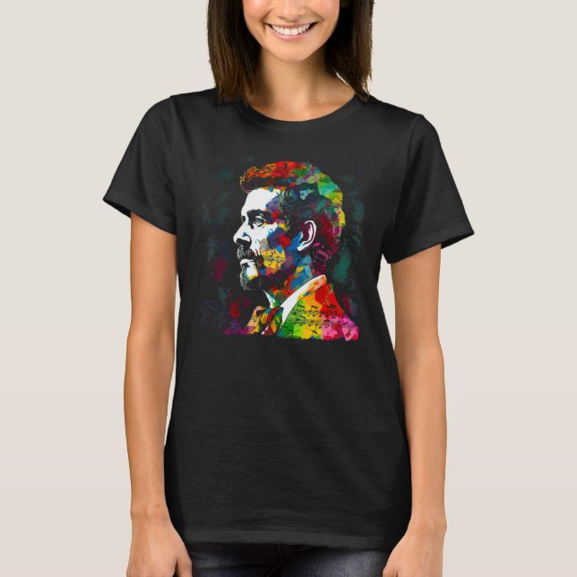 T-shirt Pop Johann Strauss Music Piano (Devant)